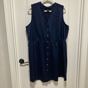 Sleveless Blue Satin Shirtdress - 22/24